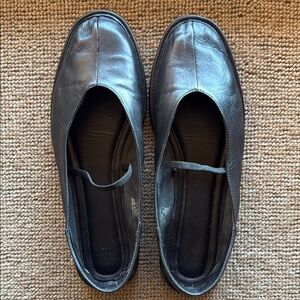 Zara Leather Ballet Flat Black